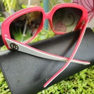 CARTIER White Red Pink Logo France Luxury Oversized CHARLIE Unisex Sunglasses 6\